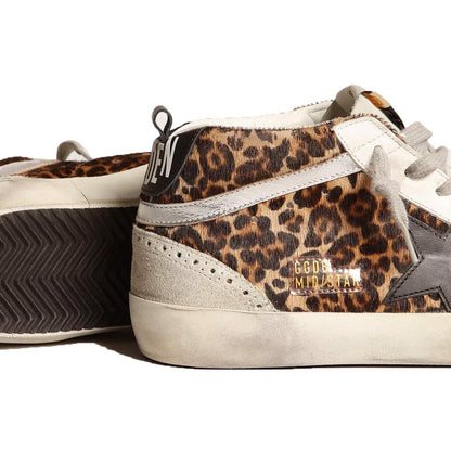 Golden Goose Mid Star Horsy Sneaker in Beige Brown Leo, Ice, Black & Silver