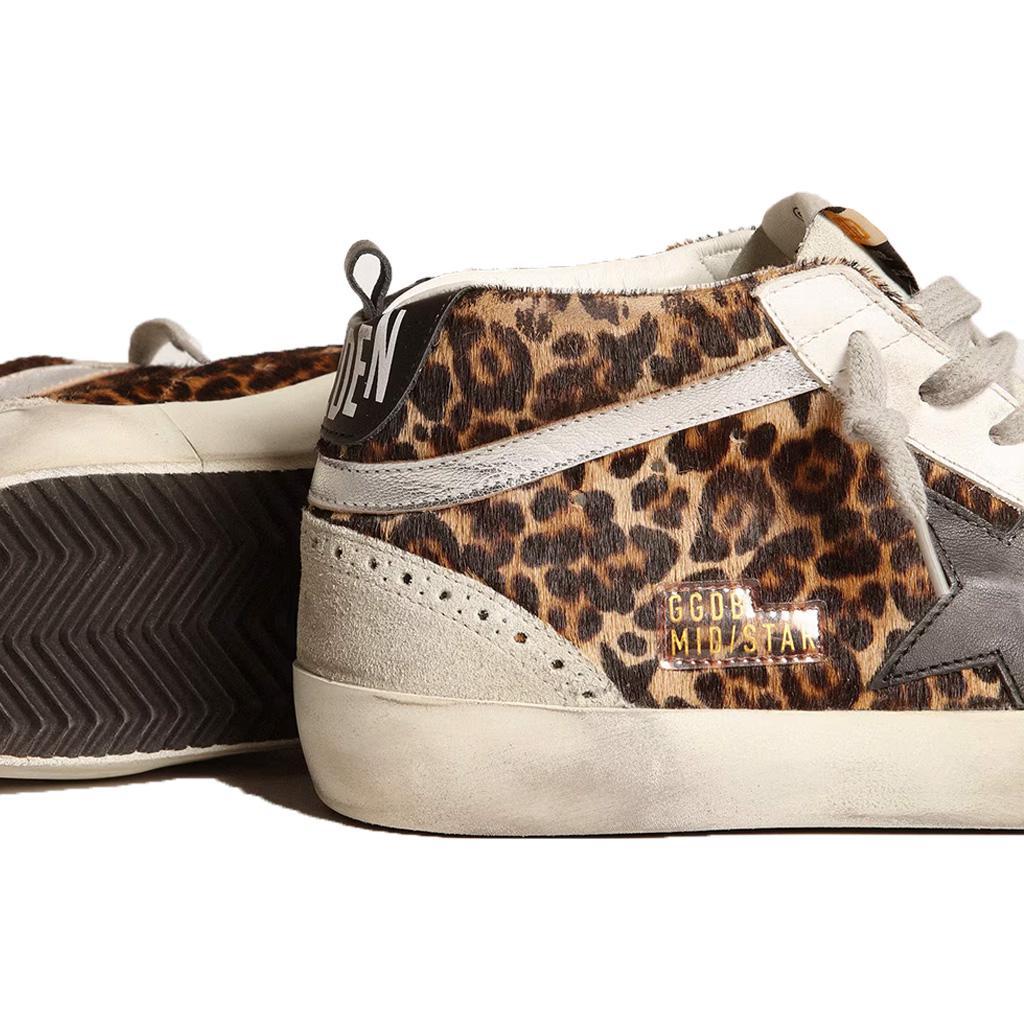Golden Goose Mid Star Horsy Sneaker in Beige Brown Leo, Ice, Black & Silver