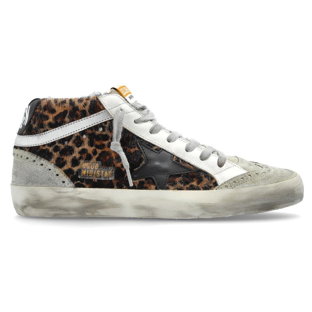 Golden Goose Mid Star Horsy Sneaker in Beige Brown Leo, Ice, Black & Silver