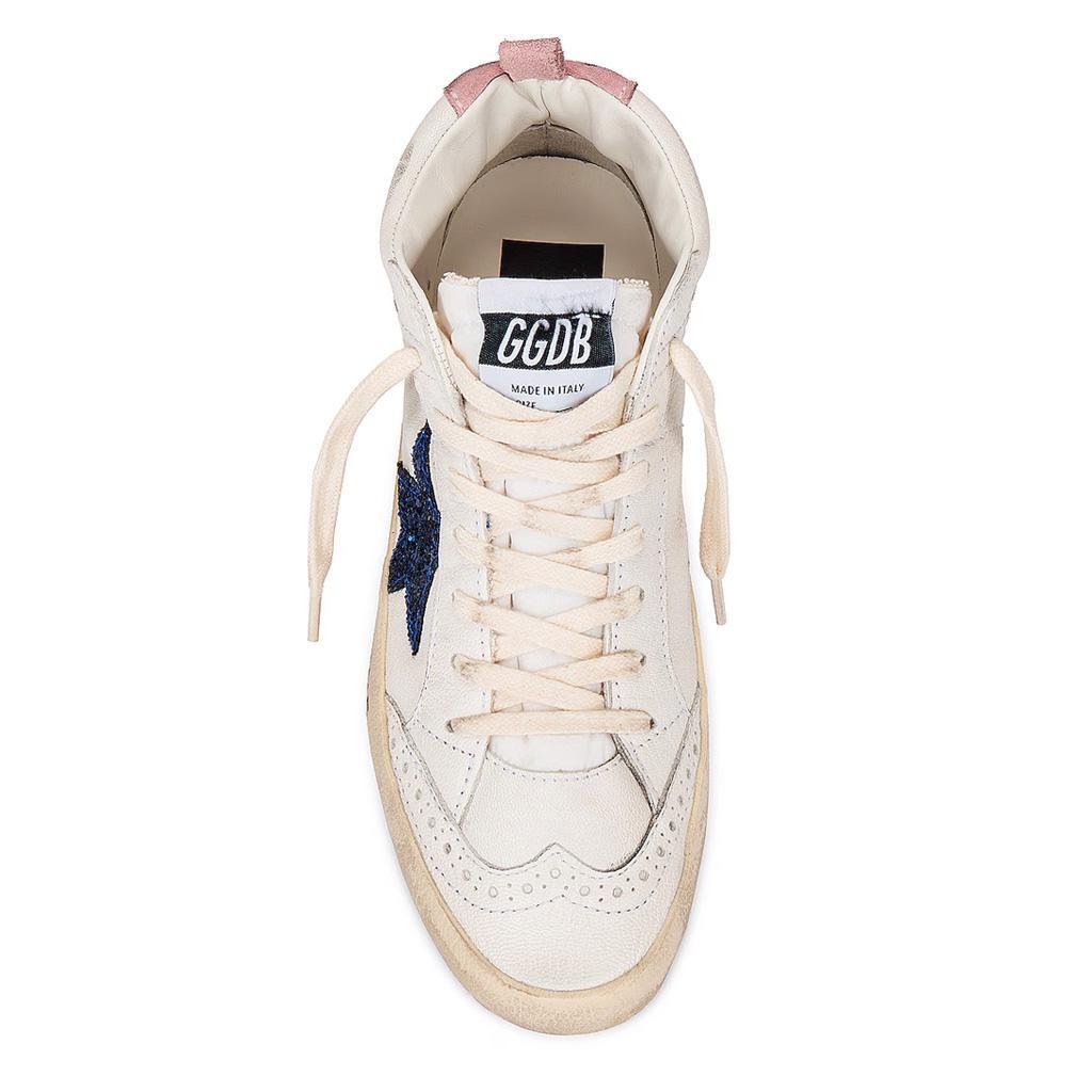 Golden Goose Mid Star in White, Blue & Pink