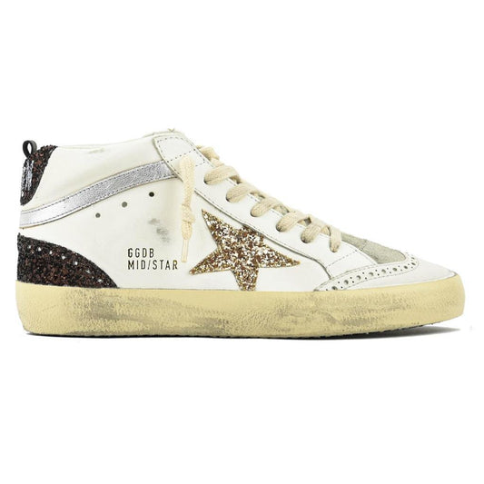 Golden Goose Mid Star in White, Ice & Gold, Brown