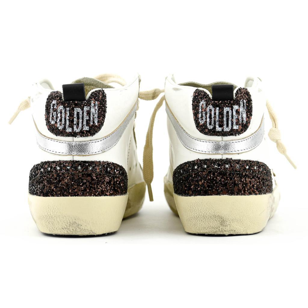 Golden Goose Mid Star in White, Ice & Gold, Brown