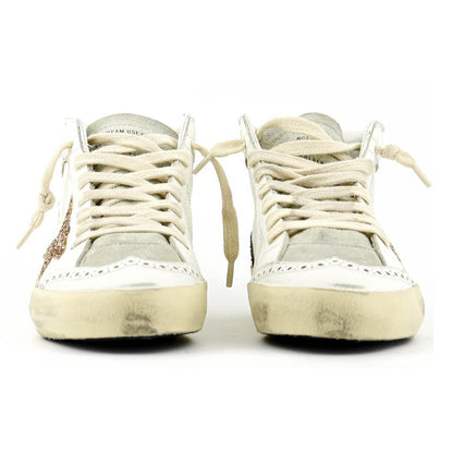 Golden Goose Mid Star in White, Ice & Gold, Brown