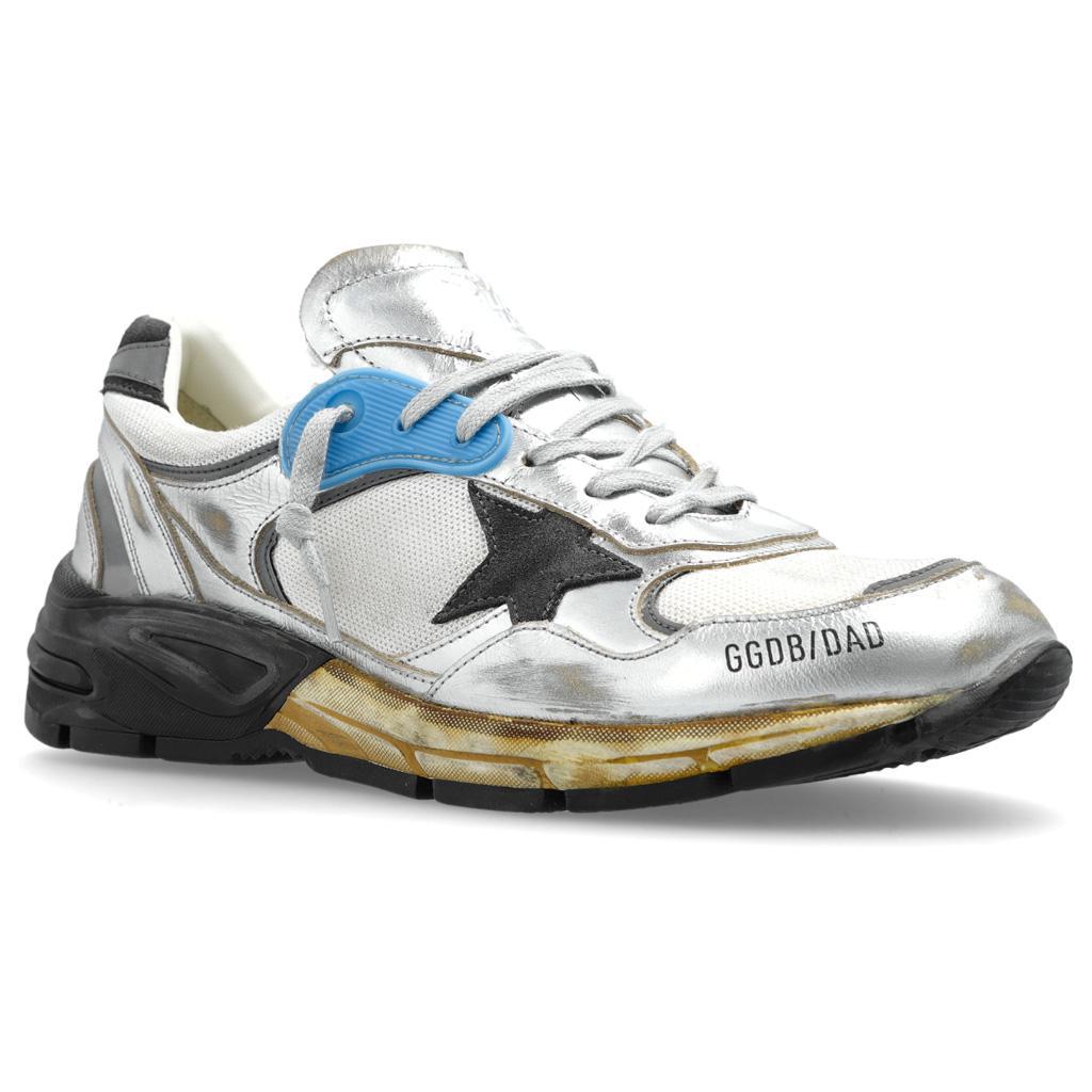 Golden Goose Running Dad Mesh Sneaker in Silver, Grey & White