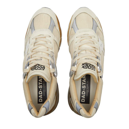 Golden Goose Running Dad Sneaker in White/Beige/Silver