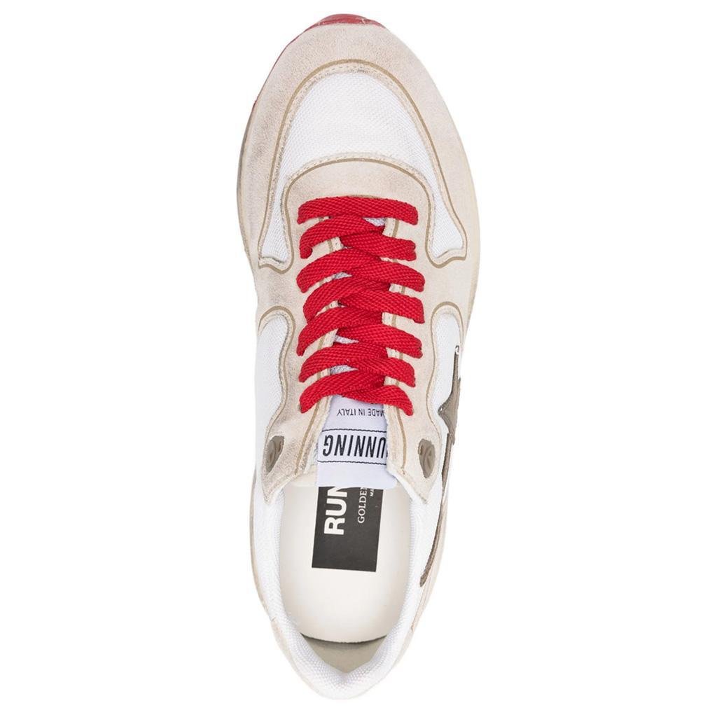 Golden Goose Running Sole in White, Beige & Green