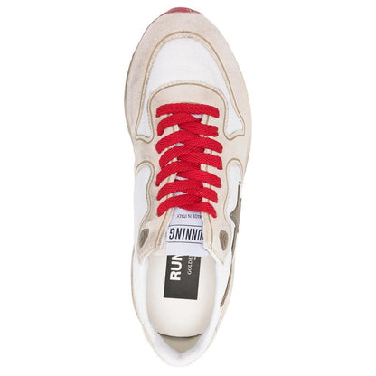 Golden Goose Running Sole in White, Beige & Green