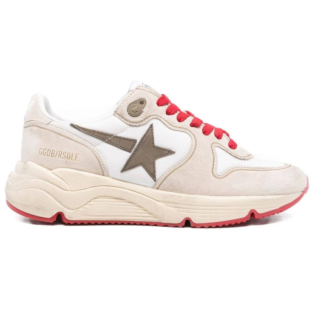 Golden Goose Running Sole in White, Beige & Green