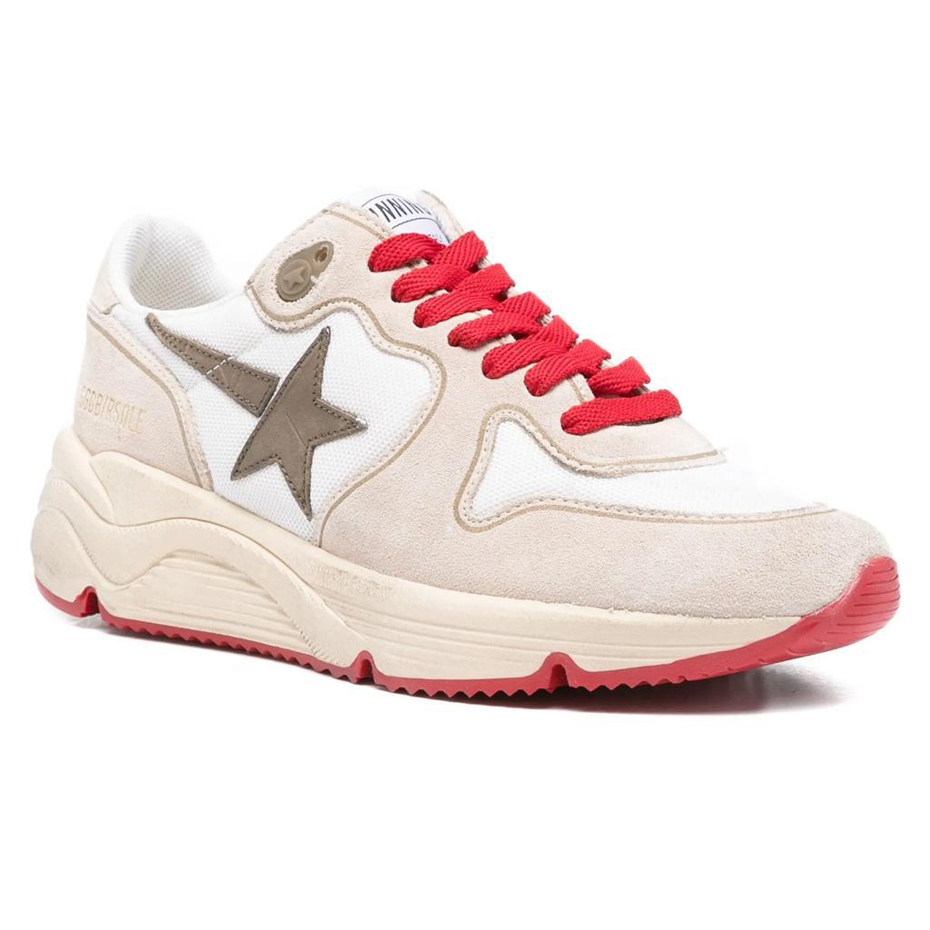 Golden Goose Running Sole in White, Beige & Green