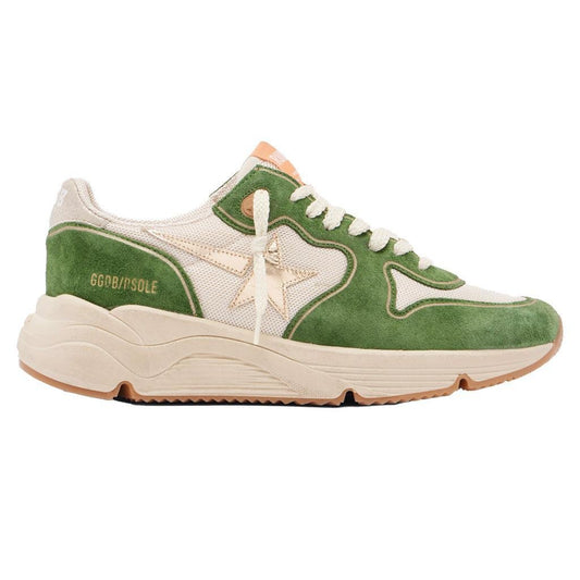 Golden Goose Running Sole Sneaker in Cream, Green & Platinum