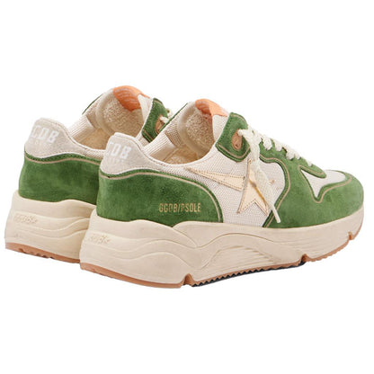 Golden Goose Running Sole Sneaker in Cream, Green & Platinum