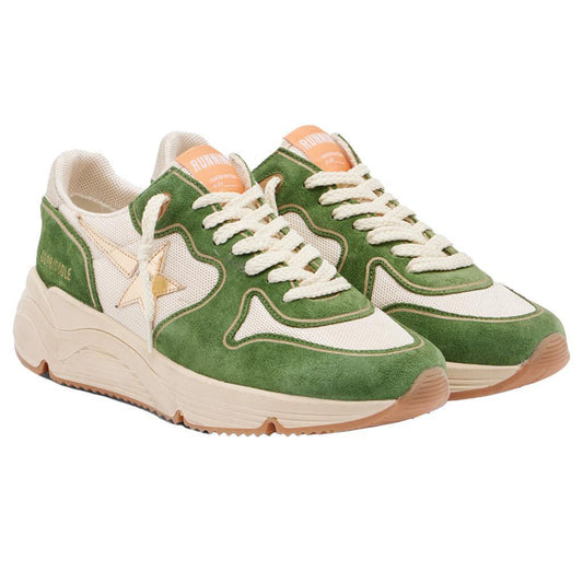 Golden Goose Running Sole Sneaker in Cream, Green & Platinum