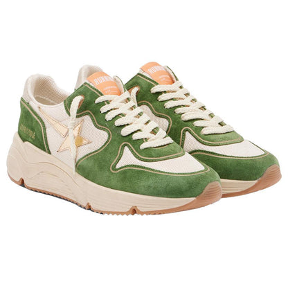 Golden Goose Running Sole Sneaker in Cream, Green & Platinum