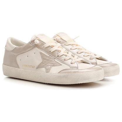 Golden Goose Super Star Leather Sneaker in White/Sand