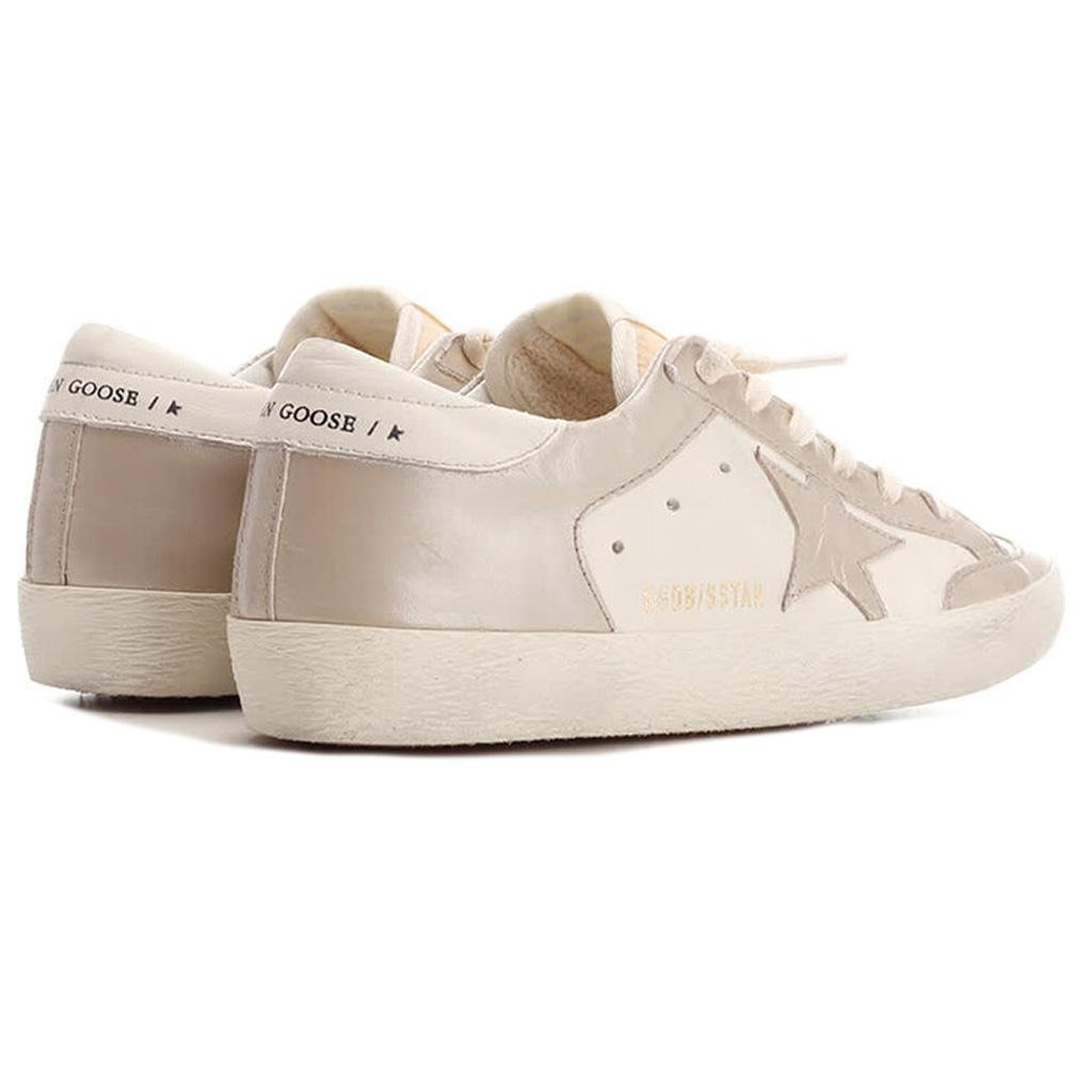 Golden Goose Super Star Leather Sneaker in White/Sand