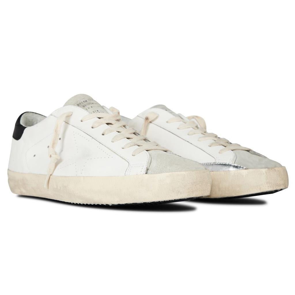 Golden Goose Super-Star Leather Suede Toe Sneaker in White/Ice/Black