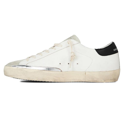 Golden Goose Super-Star Leather Suede Toe Sneaker in White/Ice/Black