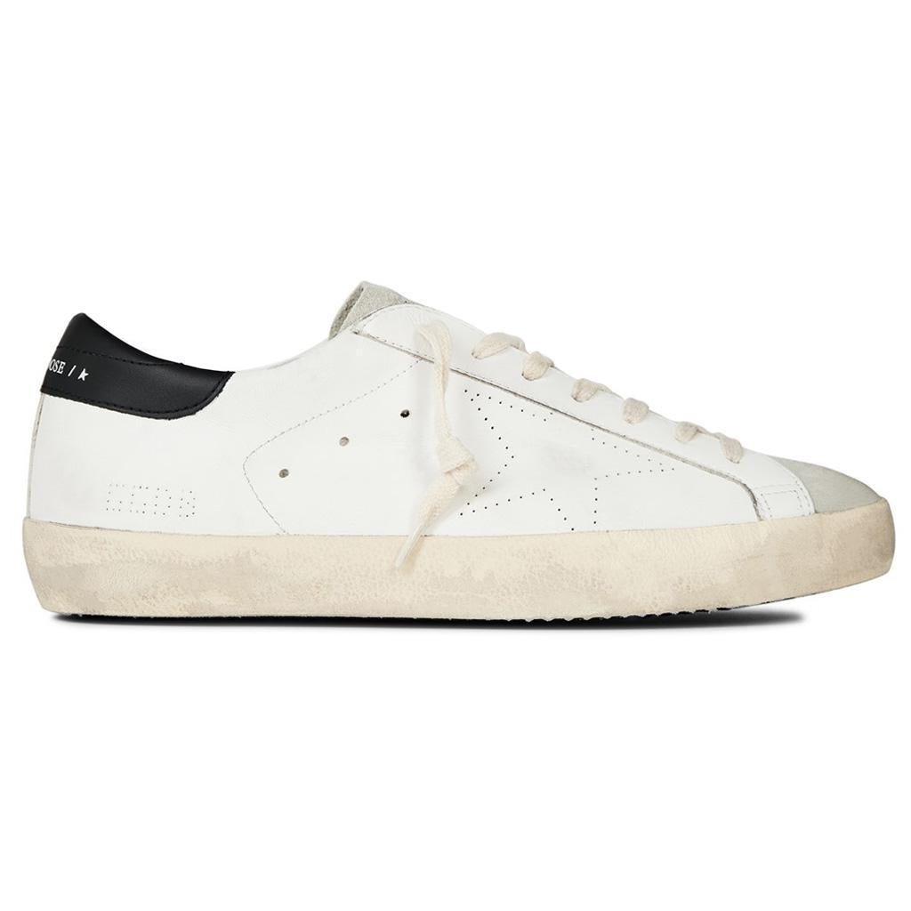 Golden Goose Super-Star Leather Suede Toe Sneaker in White/Ice/Black