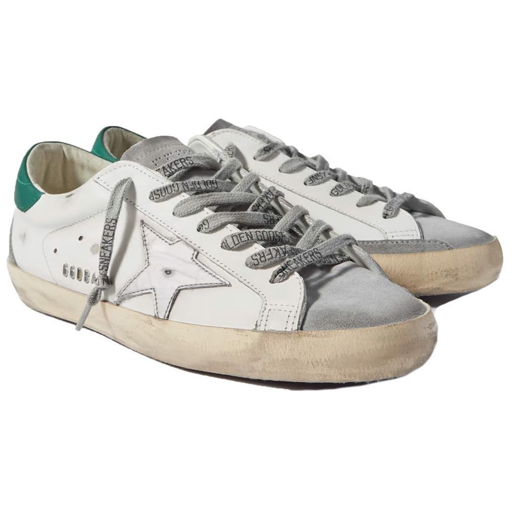 Golden Goose Super-Star Suede Toe Leather Sneaker in White/Grey/Silver
