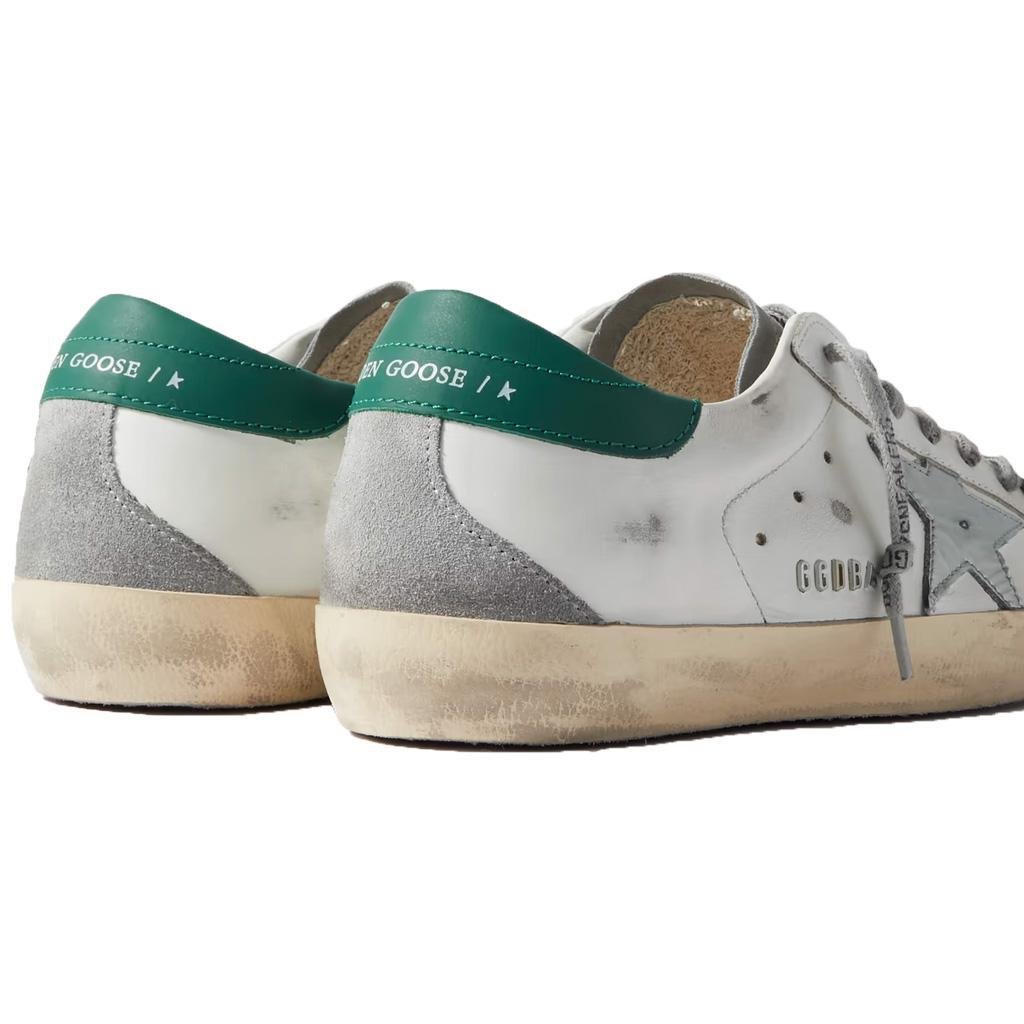Golden Goose Super-Star Suede Toe Leather Sneaker in White/Grey/Silver