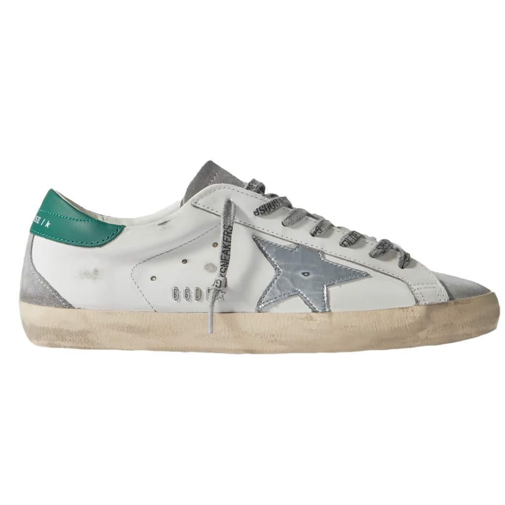 Golden Goose Super-Star Suede Toe Leather Sneaker in White/Grey/Silver