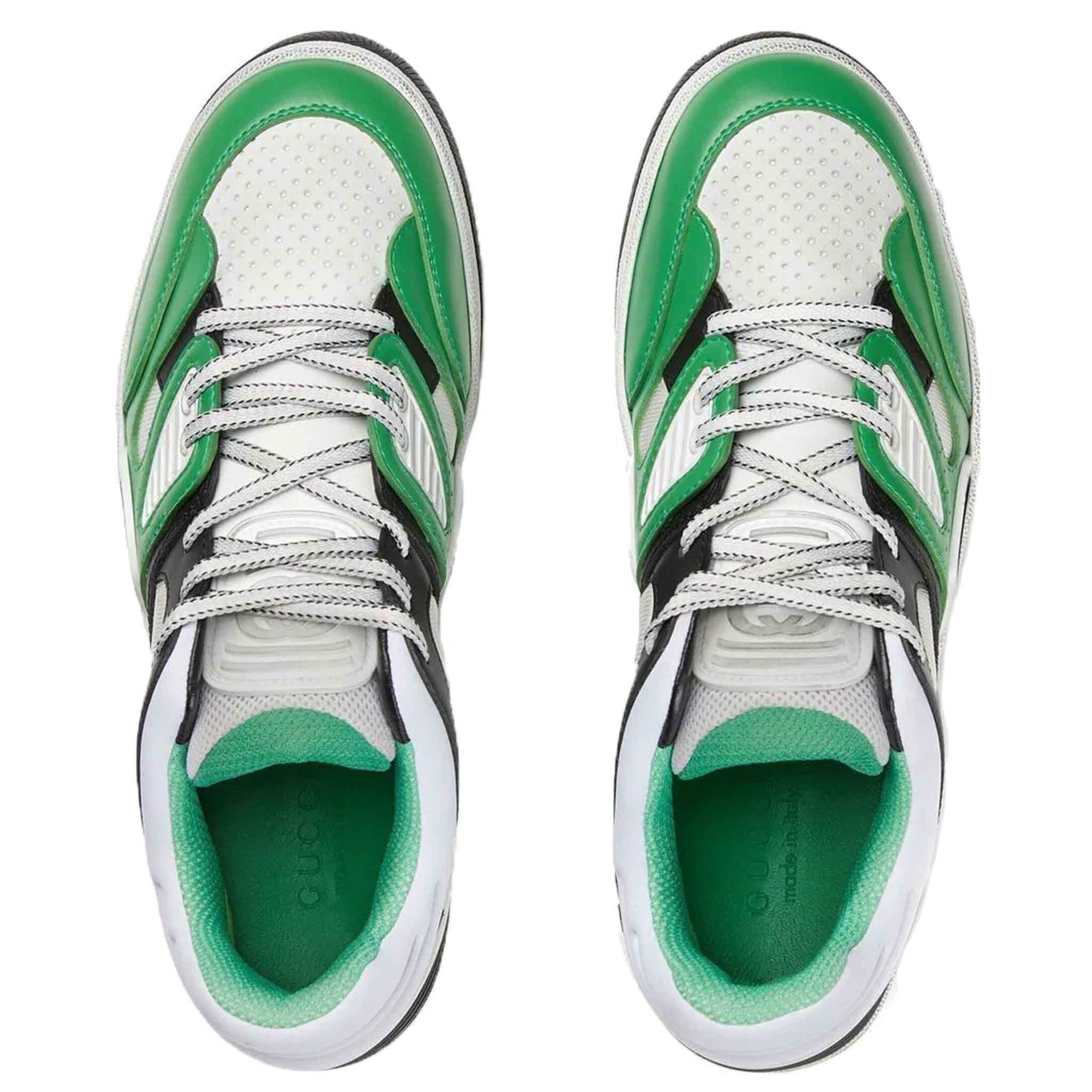 Gucci Baket Low - Top Distressed Leather Sneakers in Green/Black/WhiteSneakersGucciDPUSUK 8Gucci Baket Low - Top Distressed Leather Sneakers in Green/Black/White