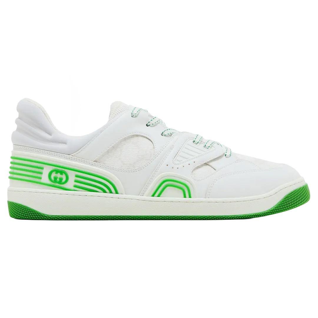 Gucci Basket Low - Top in White & Demetra GreenSneakersGucciDPUS Designer Outlet81045395147+Gucci Basket Low - Top in White & Demetra Green