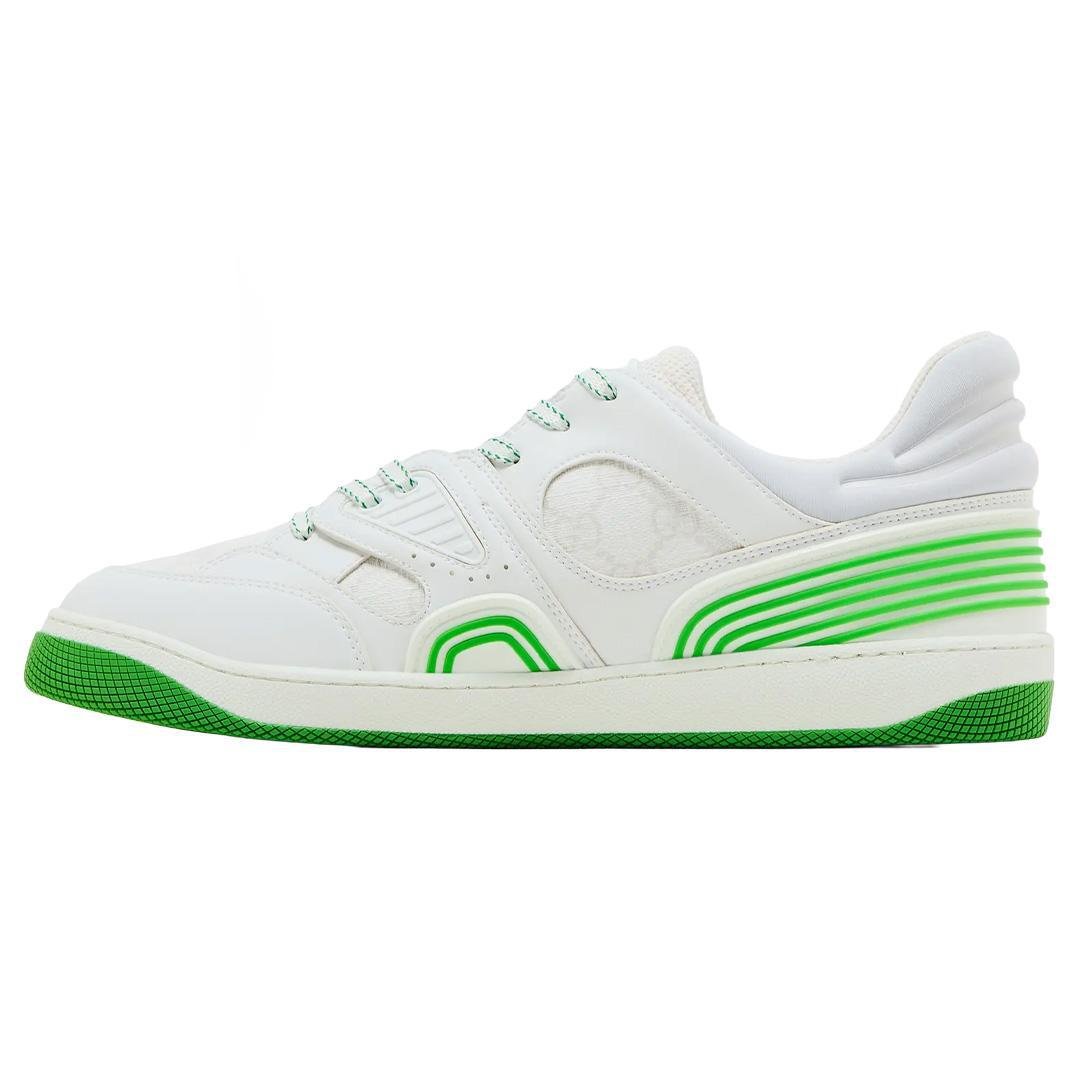 Gucci Basket Low - Top in White & Demetra GreenSneakersGucciDPUS Designer Outlet81045395147+Gucci Basket Low - Top in White & Demetra Green