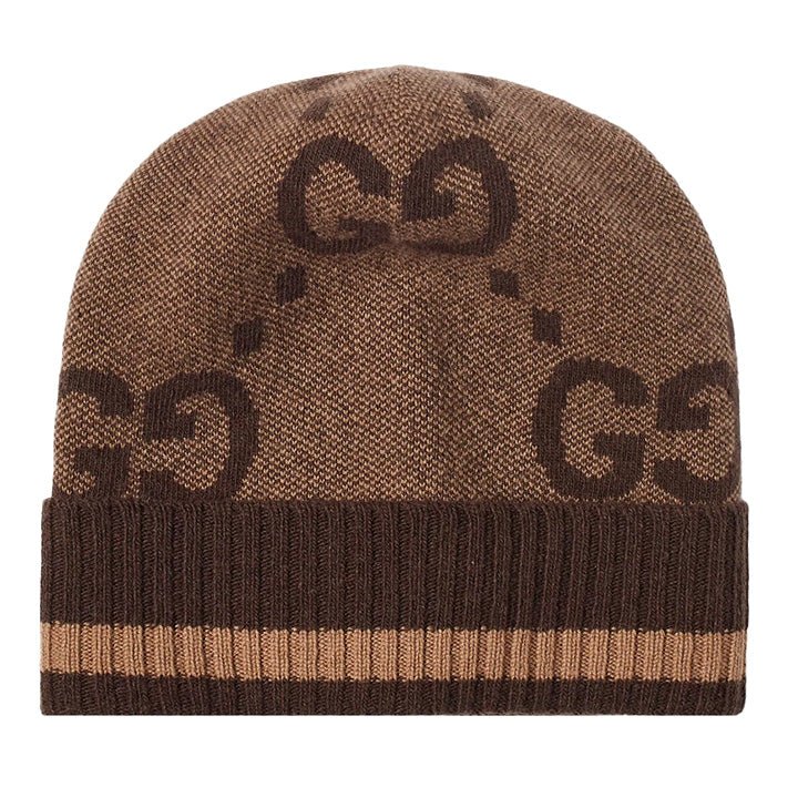 Gucci GG Cashmere Beanie Hat in Dark Brown/ BeigeHatsGucciDPUS Designer OutletSGucci GG Cashmere Beanie Hat in Dark Brown/ Beige