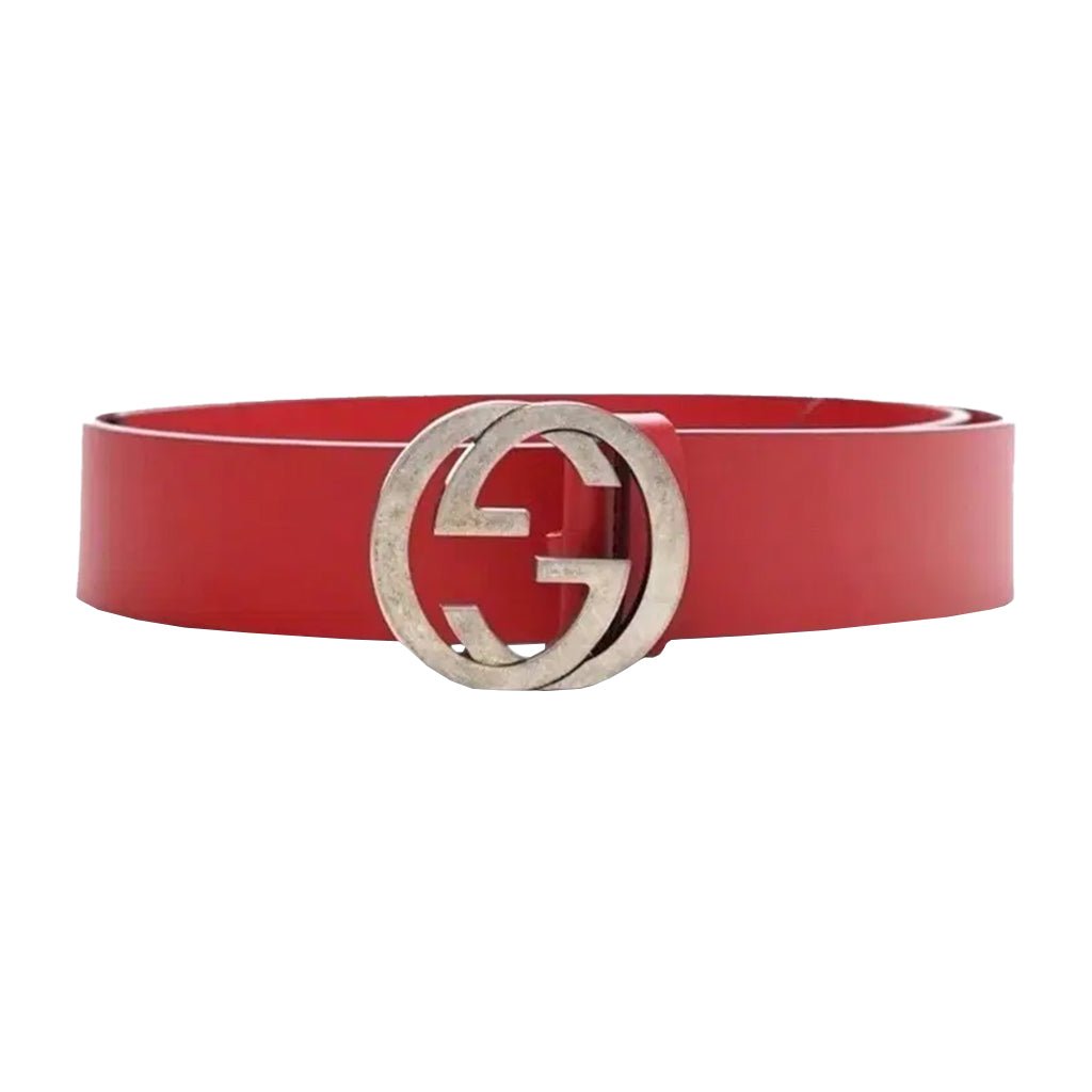[Gucci] GG Interlocking Buckle Leather BeltBeltsGucciDPUS Designer Outlet546389-64208085956931Red85[Gucci] GG Interlocking Buckle Leather Belt