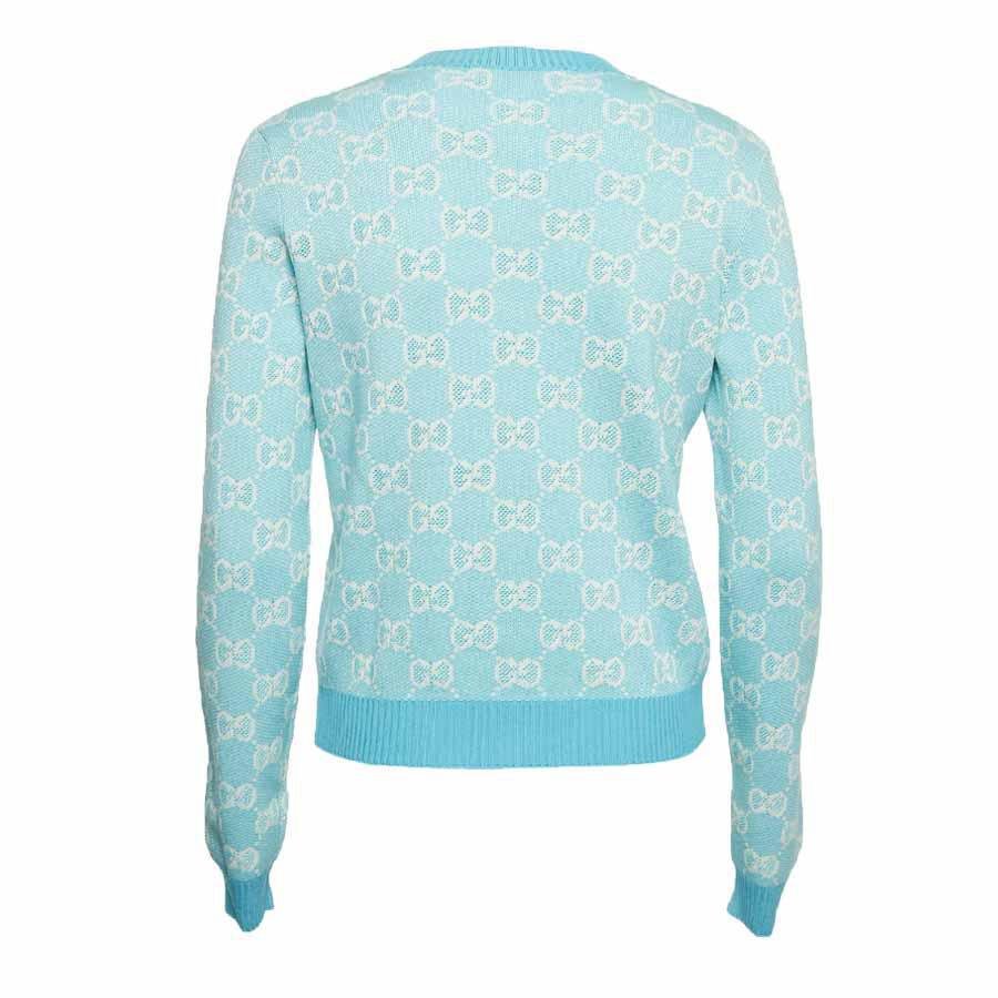Gucci GG Jacquard Wool Blend Cardigan in Azure BlueCardiganGucciDPUS Designer Outlet150327981848XSGucci GG Jacquard Wool Blend Cardigan in Azure Blue