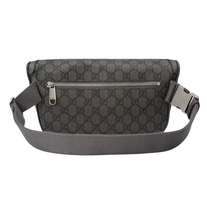 Gucci GG Monogram Medium Fanny Belt BagBagsGucciDPUS Designer Outlet733868-85768112000225GreyGucci GG Supreme black canvas belt bag back view with silver zipper pocket and adjustable web strap.
