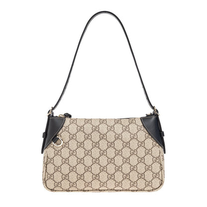 Gucci GG Monogram Shoulder BagBagsGucciDPUS Designer Outlet815218-97658137135656BlackGucci GG Supreme monogram canvas shoulder bag with black leather trim and single structured handle strap, front view