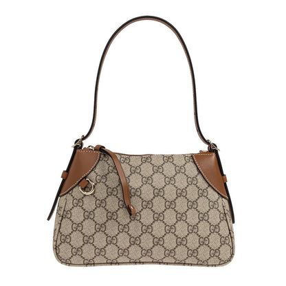 Gucci GG Monogram Shoulder BagBagsGucciDPUS Designer Outlet8152188137033543BrownGucci GG Supreme Monogram Canvas Shoulder Bag with brown leather trim and matching brown handle strap