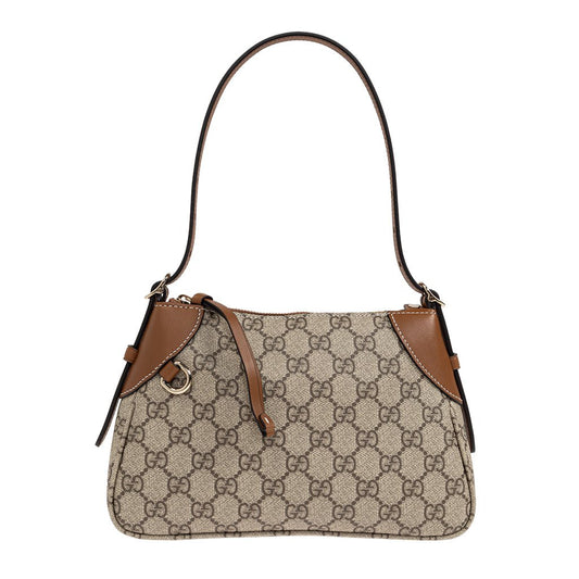 Gucci GG Monogram Shoulder BagBagsGucciDPUS Designer Outlet8152188137033543BrownGucci GG Supreme Monogram Canvas Shoulder Bag with brown leather trim and matching brown handle strap