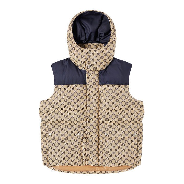 Gucci GG Panel Down Vest in BeigeCoats & JacketsGucciDPUS Designer Outlet813316630146Gucci GG Panel Down Vest in Beige