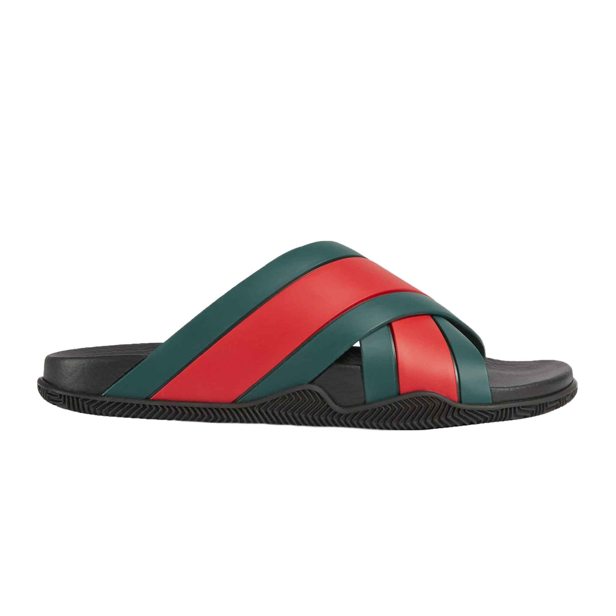 Gucci Green and Red Web Sliders in BlackSlidersGucciDPUS36Gucci Green and Red Web Sliders in Black