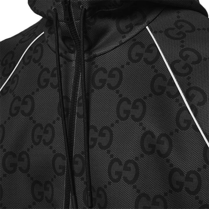 Gucci Light Neoprene Jumbo GG Hooded Jacket in GreyCoats & JacketsGucciDPUS Designer Outlet81323161772SGucci Light Neoprene Jumbo GG Hooded Jacket in Grey