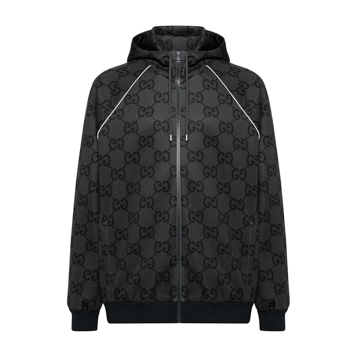 Gucci Light Neoprene Jumbo GG Hooded Jacket in GreyCoats & JacketsGucciDPUS Designer Outlet81323161772SGucci Light Neoprene Jumbo GG Hooded Jacket in Grey