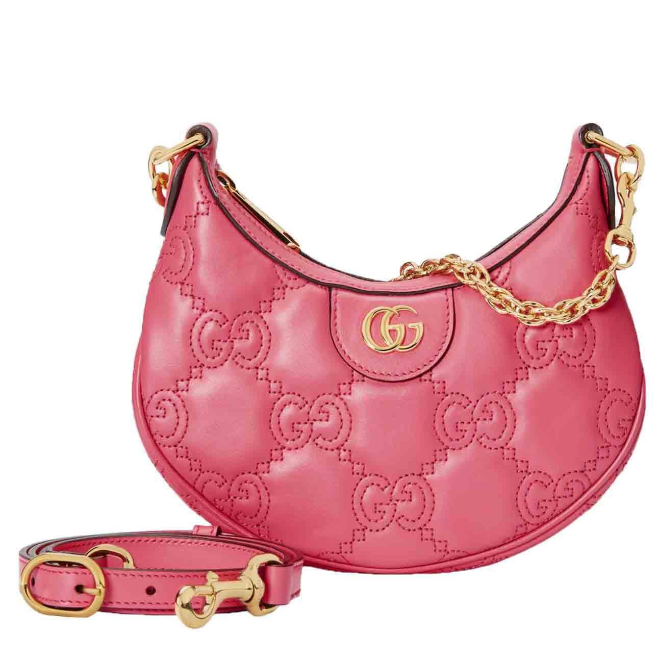 Gucci Matelasse Mini Leather Shoulder Bag in Pink