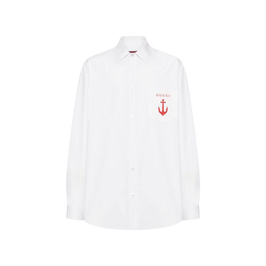 Gucci Oxford Cotton Shirt - Sailor LogoShirtsGucciDPUS Designer Outlet8138968589White46Gucci Oxford Cotton Shirt - Sailor Logo