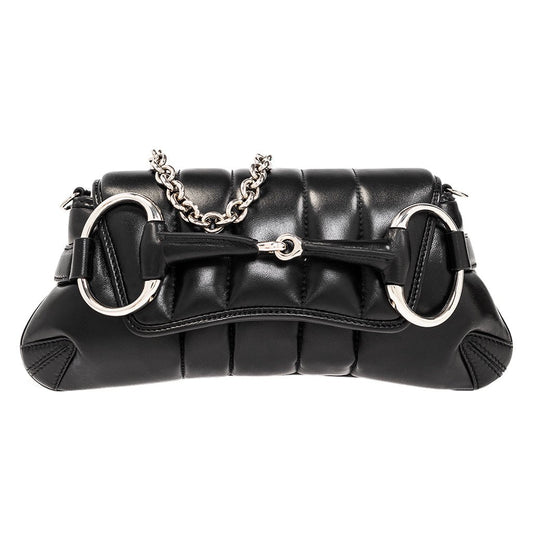 [Gucci] Quilted Leather Horsebit BagBagsGucciDPUS Designer Outlet764339-10008132135844Black[Gucci] Quilted Leather Horsebit Bag