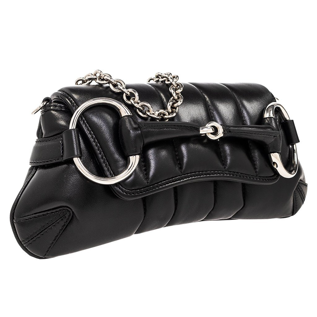 [Gucci] Quilted Leather Horsebit BagBagsGucciDPUS Designer Outlet764339-10008132135844Black[Gucci] Quilted Leather Horsebit Bag