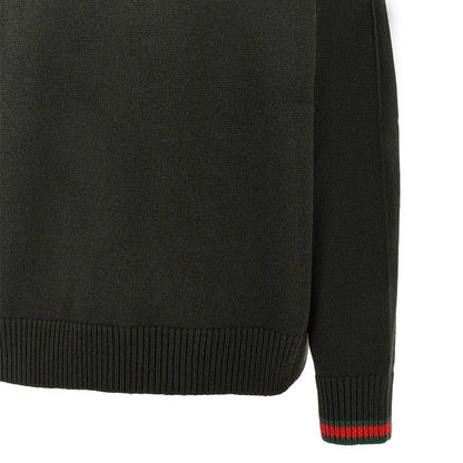 Gucci Wool Cashmere Knit With Web TrimsKnitwearGucciDPUS Designer Outlet8139457944Dark GreenXSGucci Wool Cashmere Knit With Web Trims