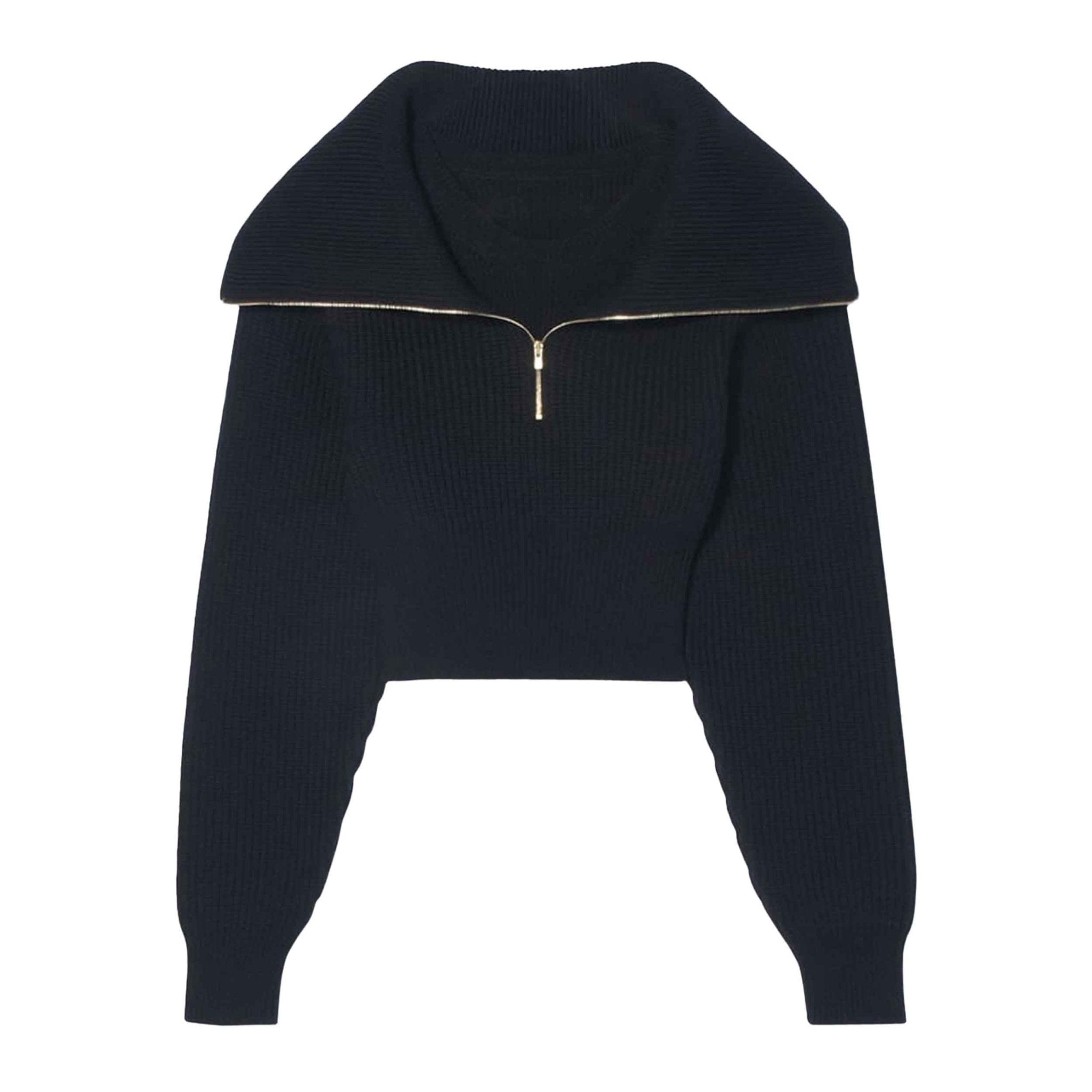 Jacquemus La Maille Risoul Cropped Wool Knit in NavyKnitwearJacquemusDPUS Designer Outlet37009430699866Jacquemus La Maille Risoul Cropped Wool Knit in Navy