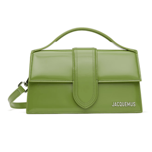 Jacquemus Le Grand Bambino in Green Patent with Silver HardwareHandbagsJacquemusDPUS Designer OutletJacquemus Le Grand Bambino in Green Patent with Silver Hardware