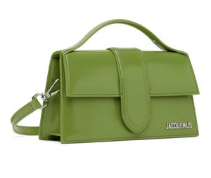 Jacquemus Le Grand Bambino in Green Patent with Silver HardwareHandbagsJacquemusDPUS Designer OutletJacquemus Le Grand Bambino in Green Patent with Silver Hardware