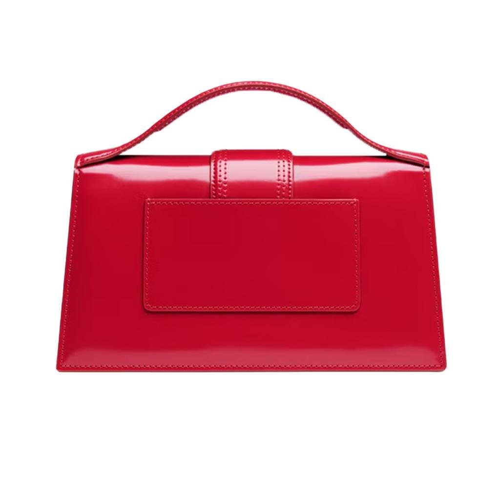 Jacquemus Le Grand Bambino in Red Patent with Silver HardwareBagsJacquemusDPUS Designer Outlet3700943285553Jacquemus Le Grand Bambino in Red Patent with Silver Hardware