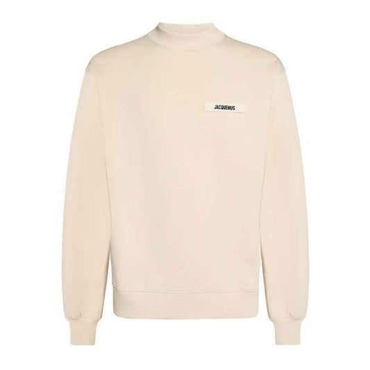 Jacquemus The Gros Grain Logo Crewneck Sweatshirt in Beige