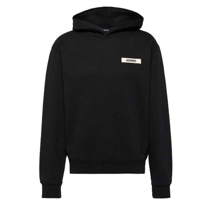Jacquemus The Gros Grain Logo Hoodie in Black